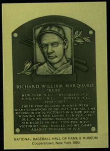 Rara Targa Hall of Fame Rube Marquard 1981-89 Carta Metallizzata New York Giants - Foto 1 di 2