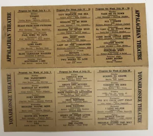 Tarjeta de programación de películas de teatro de los Apalaches de los años 50 NC - Imagen 1 de 3