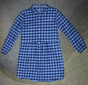 Vineyard Vines Girls Blue Check Long Sleeve Dress - Size 16 - EUC - Picture 1 of 4