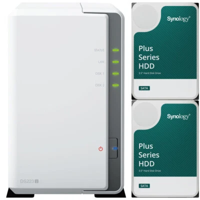 Synology DS223j NAS 1GB RAM 12TB (2x6TB) Synology Plus Drive Assembled & Tested - Image 1 of 3