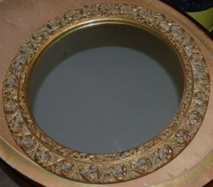 Hochwertiger runder Spiegel 51cm gold verschnörkelt Arcanthusblätter - Picture 1 of 8