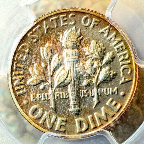 1959-P PCGS PR67 ROOSEVELT DIME AWESOME BRIGHT TONED @@@ Cover