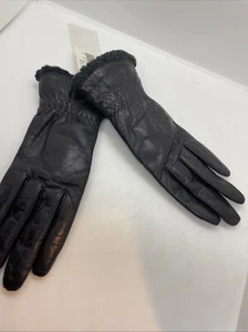 Guantes de conducción/invierno forrados de cuero para damas Fownes negros talla 6 1/2 vintage Sears - Imagen 1 de 8