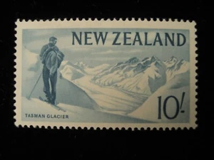 Sello de Nueva Zelanda - Glaciar Tasmania 1960 10/- MLH - Imagen 1 de 2