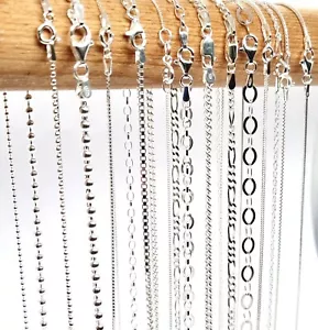 Collar de cadena de plata esterlina bordillo Rolo caja eslabón 925 estampado - todos los tamaños - Imagen 1 de 58