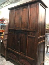 Large Rustic Armoire With Shelves Old World Crafted Cabinet with Drawers 