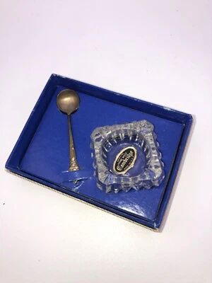 ¡Vintage! Encantadora cuchara de sal de orquídea de plata de ley y tarro de vidrio de Cambridge Foto 1 de 4