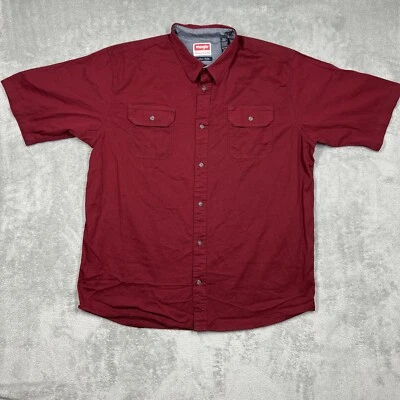 Wrangler Short Sleeve Button Up Shirt XL Tall 100% Cotton Cardinal Red Men’s XLT - Изображение 1 из 4