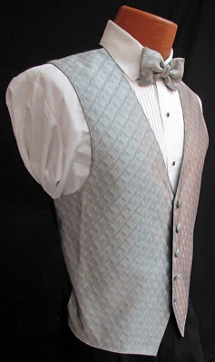 Men's Spectrum Silver Tuxedo Vest with Choice of Tie Bow or Long *Made in USA* - Image 1 of 3