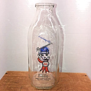 Vintage Glass Milk Bottle Broguieres 1 Qt 1991 Anniversary 50 Years Saving Bonds - Picture 1 of 10