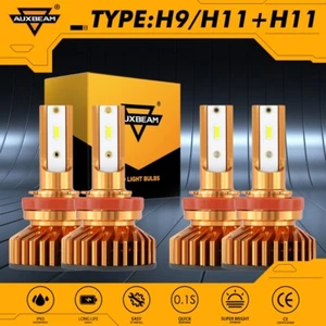 AUXBEAM Combo LED Headlight Bulbs for Chevy Malibu Impala High Low Beam 6500K F2 - Picture 1 of 12