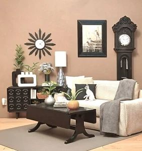 ⬛BLACK midcentury COFFEE TABLE living room FURNITURE diorama 1/6 for BARBIE - Picture 1 of 5