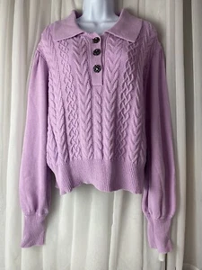 Maglione Who What Wear taglia XXL maglia cavo unico 1/4 bottoni manica palloncino - Foto 1 di 11