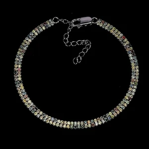 925 Sterling Silver Bracelet Sapphire Round Diamond Cut Gemstone Jewelry 7inches - Picture 1 of 14