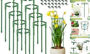 18 Pack Plant Support Stakes Half Round Stake with 36 Pcs Clips Garden Flower - Picture 1 of 8