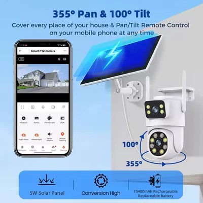 Tuya Outdoor Security IP Camera 4K 8MP Dual Lens Wifi PTZ Cameras Auto Tracking - Image 1 of 4