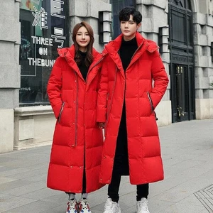 Men's Down Jacket Long Style Hooded Couples Casual Coat Winter Warm Loose Coat - Picture 1 of 6