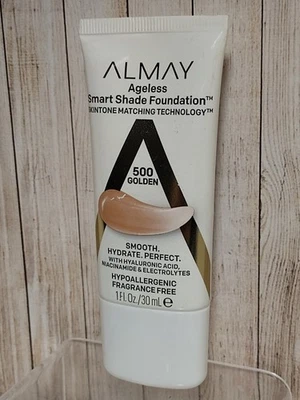 Almay AGELESS SMART SHADE FOUNDATION Hyaluronic Acid Niacinamide 1 oz 500 GOLDEN - Image 1 of 4