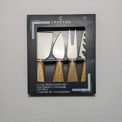 Käsemesser Set 4 teilig Holz Crofton Parmesanmesser Hartkäsemesser Käsegabel - Bild 1 von 2