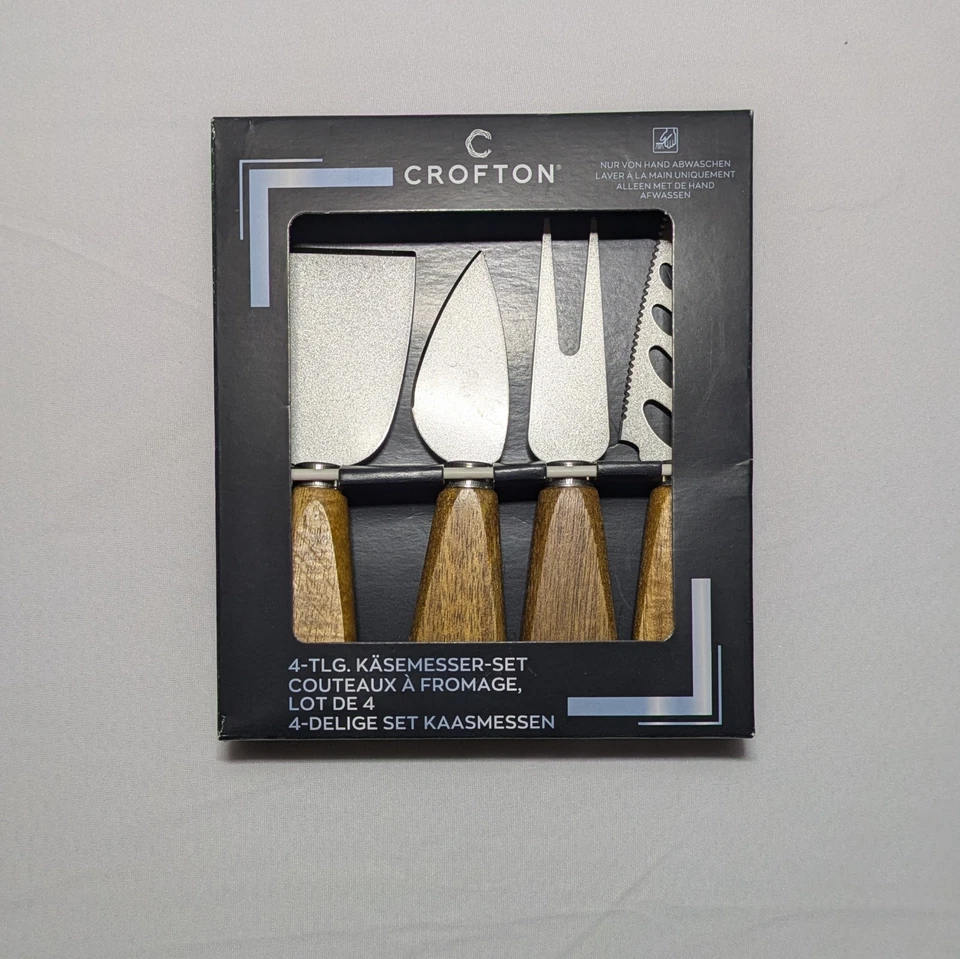 Käsemesser Set 4 teilig Holz Crofton Parmesanmesser Hartkäsemesser Käsegabel - Bild 1 von 2