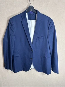 Alan Flusser Mens Solid Navy Blue Blazer 42R Cotton Stretch 2 Button - Picture 1 of 14