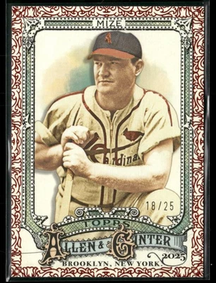 2025 Topps Allen Ginter Johnny Mize/25 Naranja Filigrana SSP Cardinals HoF #344  Foto 1 de 3