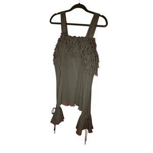 Kaelyn Max II Fransen Schulter Top Glockenärmel Plissee Bluse - Bild 1 von 5