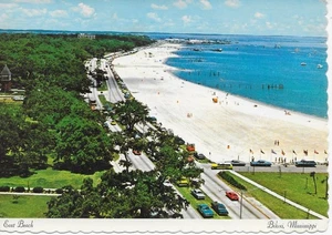 Biloxi MS Golfküste Oststrand Leuchtturm Luftaufnahme Vintage Postkarte nicht verschickt - Bild 1 von 2