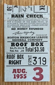 3.8.55 RED SOX/WHITE SOX TICKET STUB - MINNIE MINOSO 2 STUNDEN - Bild 1 von 1
