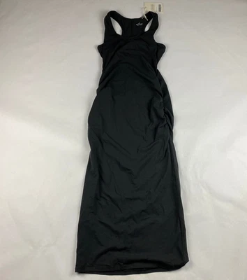 NWT Everlane Tank Dress XS Black Supima Cotton Midi Racerback Ruched Stretch - Image 1 of 4
