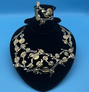 Joseph Boris Cinturón Brutalista?/Collar y Brazalete Firmado Tono Oro y Plata - Imagen 1 de 15