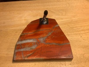 Vintage Red Swirl Marble Pen Stand 6" x 6" x 3/4" - Picture 1 of 7