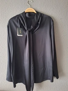MASSIMO DUTTI, M, 38/40, Schluppenbluse, Satin, Schwarz, Neu - Bild 1 von 5