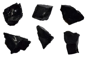 6PK Raw Obsidian, Igneous Rock Specimen - Approx. 1"- Geologist Selected & Ha... - Picture 1 of 3