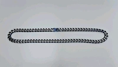 Collar de acero inoxidable azul plata 10 mm cadena cubana motociclista resistente 22" para hombre Foto 1 de 4