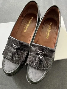 Russell & Bromley Women’s Black Patent Suede Leather Chester Loafers Sz 5 EU 38 - Picture 1 of 10