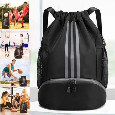 Sport Rucksäck Damen Sportbeutel Kordelzug Turnbeutel Herren Basketball Rucksack - Bild 1 von 4