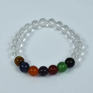 Pulsera de cuarzo de 7 chakras azeztulita: cristal del Himalaya Kundalini curación 8 mm - Imagen 1 de 6