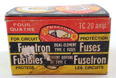 Caja de 4 Fusibles Bussmann TC20 Tipo C 20 Amp 125V Tiempo Retraso Doble Elemento TC-20 Foto 1 de 4