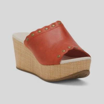 Chocolat Blu Waldo Red Leather Studded Peep Toe Sandals 8.5M - Image 1 of 2