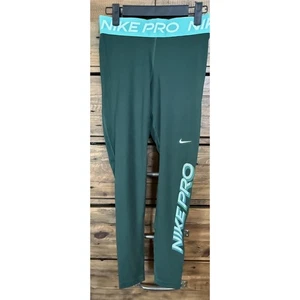 Nike Pro Dri-Fit Leggings Sz S Teal Green Tight Fit Mid Rise Full Length Women's - Picture 1 of 8
