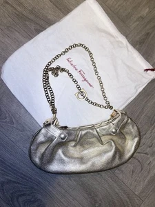 Salvador Ferragamo Women's Vintage Gold Chain Clutch Bag - Picture 1 of 24