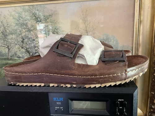 SANDALO SLIP ON UOMO TOMAIA IN PELLE MARRONE SCURO US 13 MADE by CLARKS TOR ENGLAND