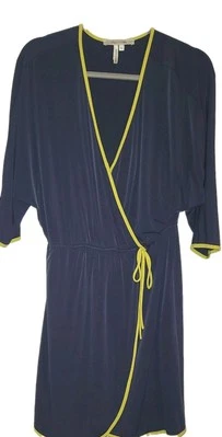 Vestido informal Max and Cleo para mujer azul amarillo envolvente talla mediana Foto 1 de 4