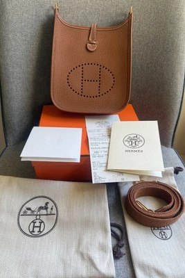 Authentic Hermes mini Evelyne 16 TPM GOLD Clemence leather gold hardware receipt - Image 1 of 4