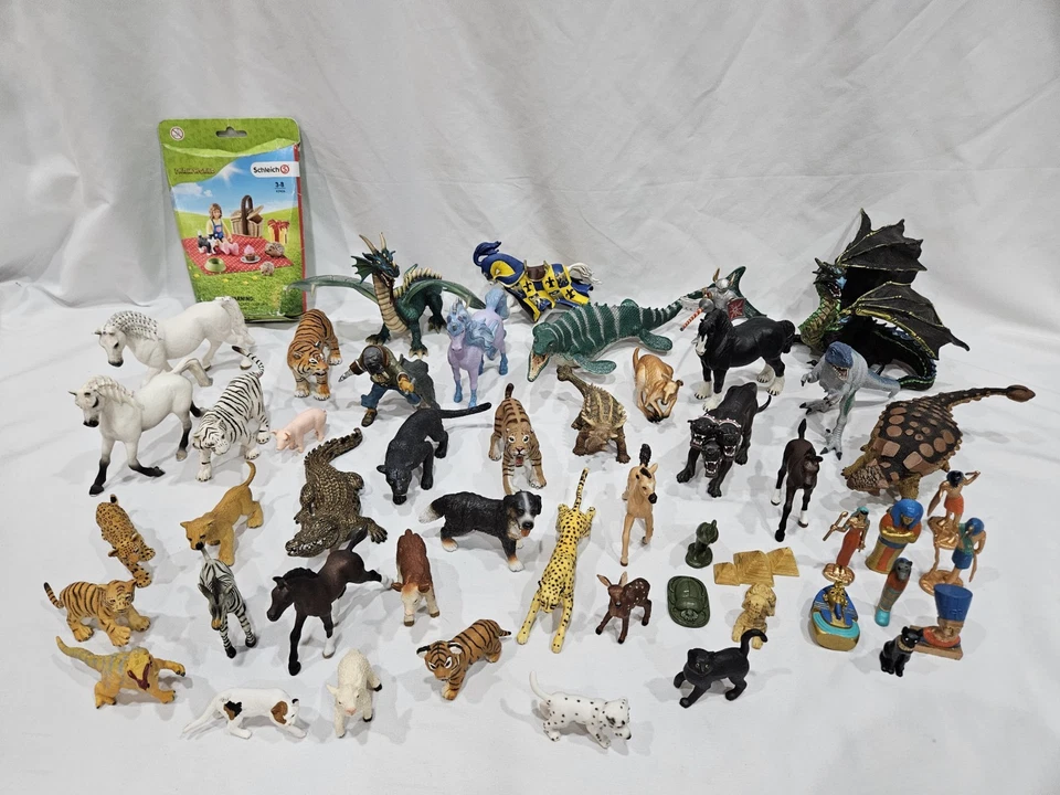 Lote de figuras Schleich, Safari Ltd y Papo - 50 animales mixtos, dragones, caballos Foto 1 de 4