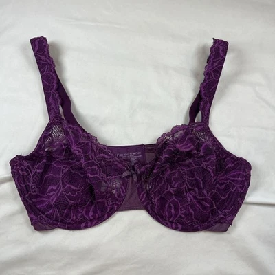 BALI 38D PÚRPURA OSCURO SEXY ENCAJE SUAVE ELÁSTICO COPA U/W SUJETADOR BALCONET ESTILO 6543 Foto 1 de 4