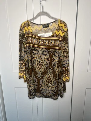 Blusa Jersey Bob Mackie Usable Art NUEVA CON ETIQUETAS Exótica Cachemira para Mujer Talla Grande 2X Foto 1 de 4