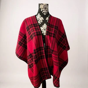 Woolrich Poncho Women’s Red And Black Plaid One Size New - Picture 1 of 5