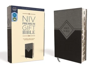 NIV with THUMB INDEX TABS (Premium Gift Bible) Red Letter Edition [Black/Gray] - Picture 1 of 9